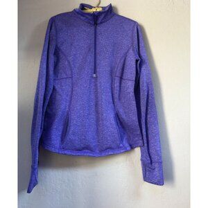 Lucy Tech Women Medium Long Sleeves Sweater Half Zip Front Pullover Blue Outdoor